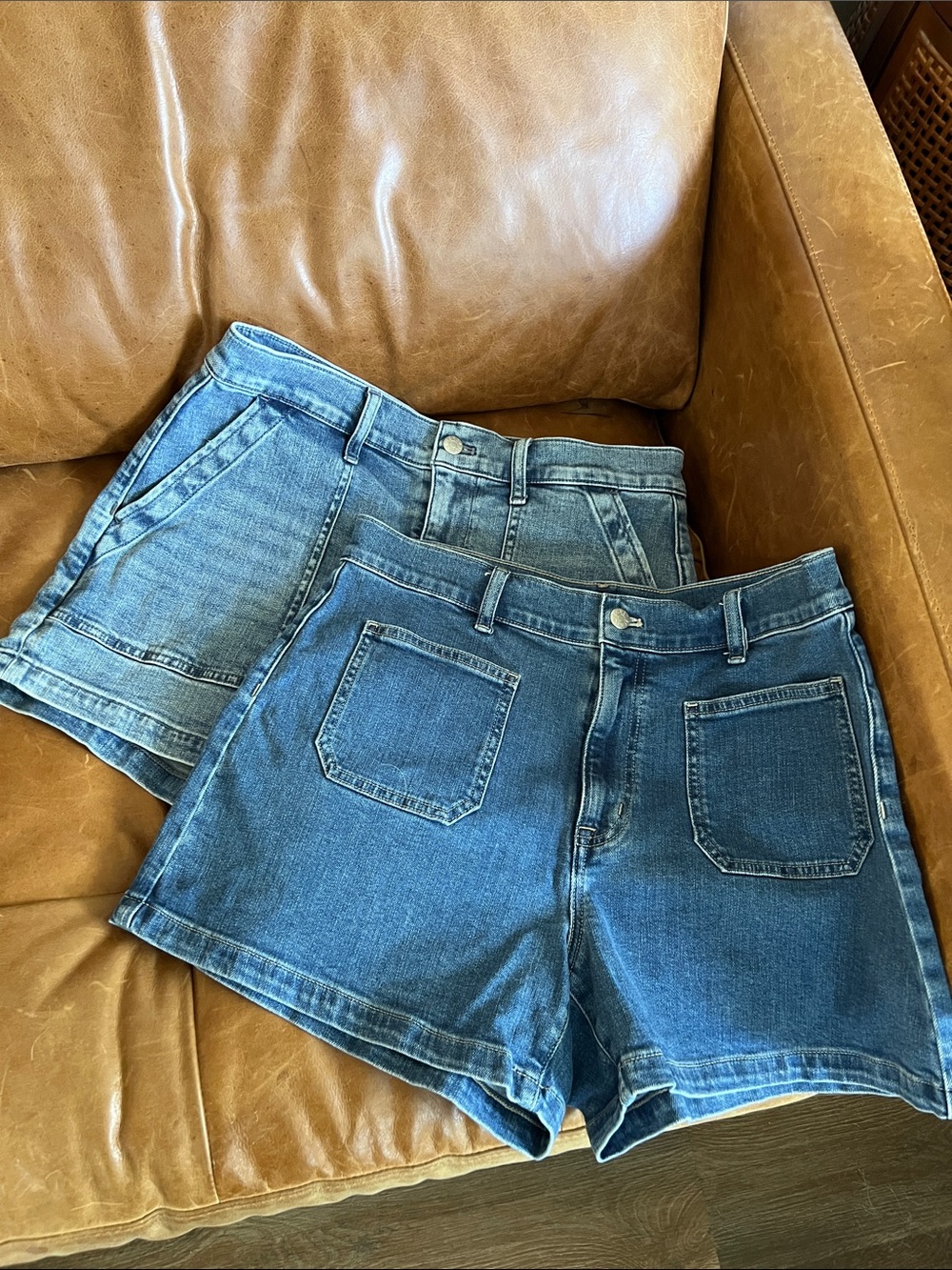 J. Crew Factory Two-Pack Denim Shorts in Medium Blue & Light Blue